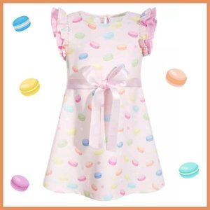 Samara Macaron Print Dress w/ Satin Ribbon 18 Months